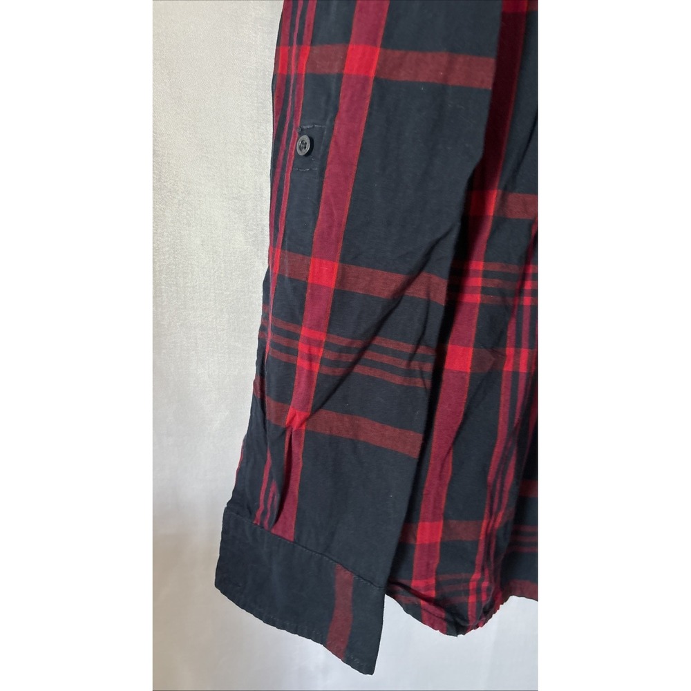 Tommy Hilfiger Women's Blue Red Plaid Flannel Roll Sleeve Cotton Shirt Size S/P - Picture 3 of 6